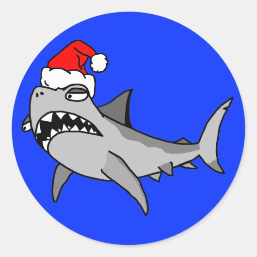 Rond Caricature Sticker Père Noël Shark de Noël (Devant)