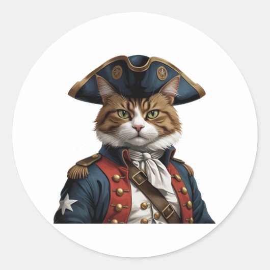 Rond Catitude révolutionnaire - Sticker 4 juillet chat (Devant)