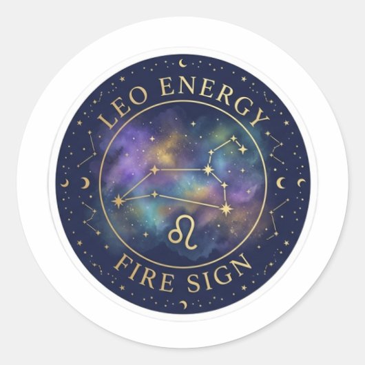 Rond  Celestial Leo Energy Zodiac Constellation Sticker (Devant)