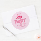 Rond Cerise "Oh Baby" sur le Sticker Merci supérieur (Enveloppe)