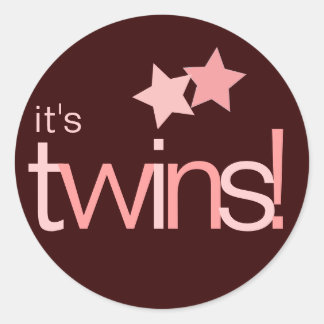 Rond C'est Twins Pink Stars sur Sticker pour bébé Brown