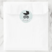 Rond C'est un garçon ! Sticker Bleu Bébé Buggy (Sac)