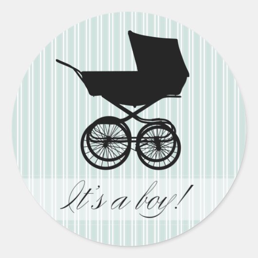 Rond C'est un garçon ! Sticker Bleu Bébé Buggy (Devant)