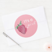 Rond C'est un Sticker à fraise rose fille (Enveloppe)