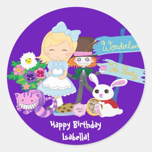 Rond C'est un Sticker pour le Tea Party d'anniversaire (Devant)