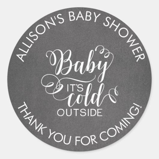 Rond Chalkboard Baby It's Cold Outside Favor Sticker (Devant)