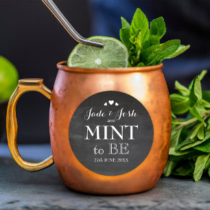 Rond Chalkboard Hearts Mariage Mint Favoriser Sticker