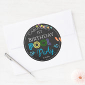 Rond Chalkboard Pool Party 1er Anniversaire Sticker (Enveloppe)