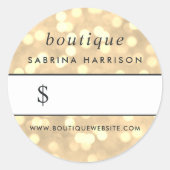 Rond Champagne Gold Bokeh | Boutique Prix Sticker (Devant)