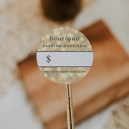 Rond Champagne Gold Bokeh | Boutique Prix Sticker