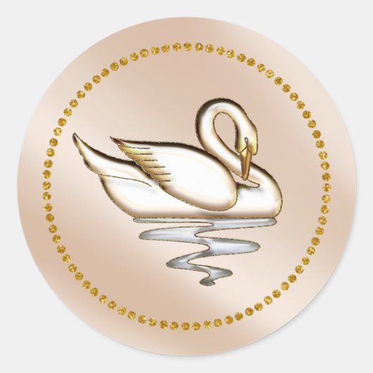 Rond Chanpaigne Gold Swan Classic Round Sticker (Devant)