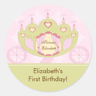 Rond Chariot de princesse Birthday Sticker Pretty Royal