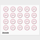 Rond Chariot monogramme Chevron Sticker rose blanc (Feuille)