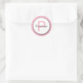 Rond Chariot monogramme Chevron Sticker rose blanc (Sac)