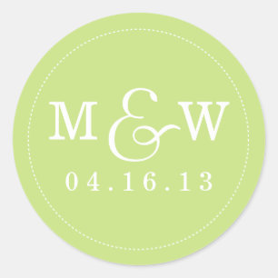 Rond Charming Mariage Monogram Sticker - Lime