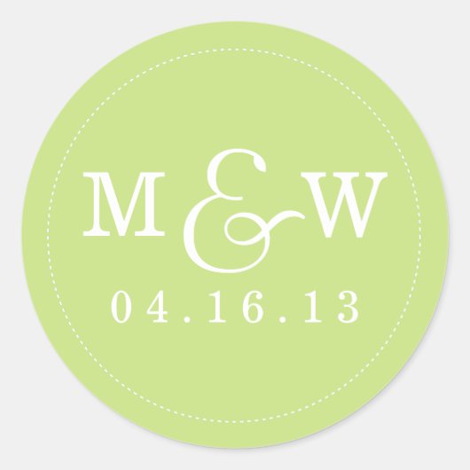 Rond Charming Mariage Monogram Sticker - Lime (Devant)