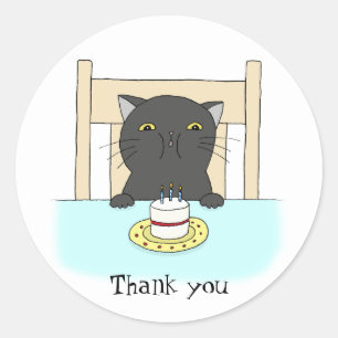 Rond Chat Anniversaire Fête Favoriser Sticker Drôle Mer