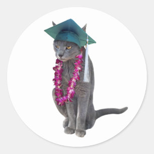 Rond Chat avec Lei Graduation Sticker