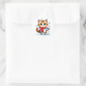 Rond Chat avec Sticker chocolat chaud (Sac)