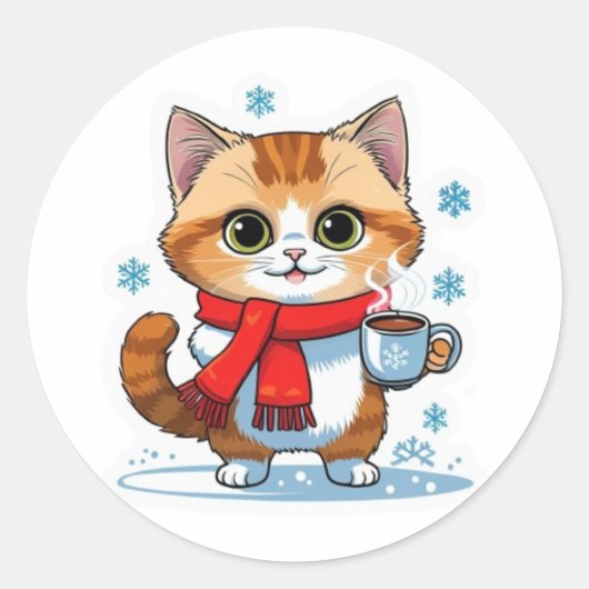 Rond Chat avec Sticker chocolat chaud (Devant)