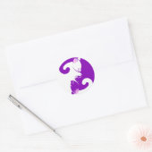 Rond Chat blanc violet Kitten Yin Yang Sticker (Enveloppe)