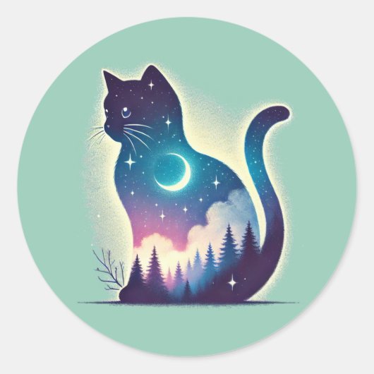 Rond Chat céleste - Sticker à double exposition Dreamy (Devant)