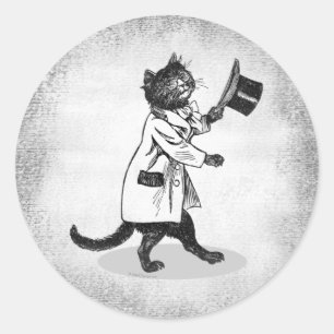 Rond Chat de chapeau vintage sur Sticker à Grunge