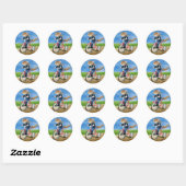 Rond Chat mignon sur tricycle caricature sticker (Feuille)