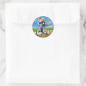 Rond Chat mignon sur tricycle caricature sticker (Sac)
