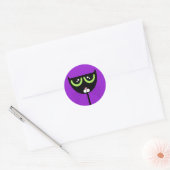 Rond Chat noir sur violet - Sticker (Enveloppe)