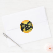 Rond Chat Sunburst Kitty Sticker Abstrait Feline Art (Enveloppe)