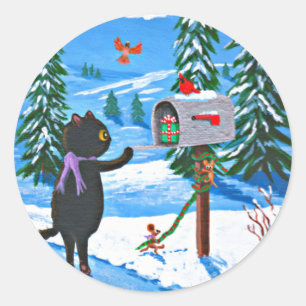 Rond Chats de Noël amusant Sticker Creationarts