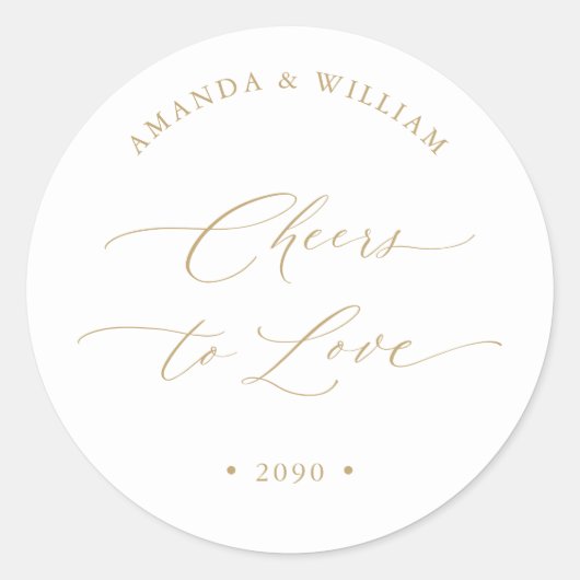 Rond Cheers to Love Wedding Favor Sticker (Devant)