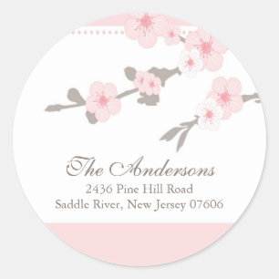 Rond Cherry Blossom Adresse de retour Sticker Mariage
