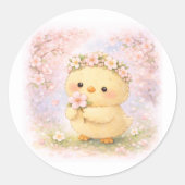 Rond Cherry Blossom Alma Sticker | Cute Spring Chick (Devant)