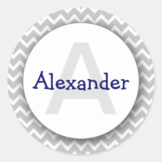 Rond Chevron Monogram Plaque Sticker gris marine (Devant)