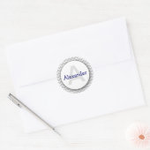 Rond Chevron Monogram Plaque Sticker gris marine (Enveloppe)