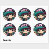 Rond Chibi Power : Sticker Anime mignon (Feuille)