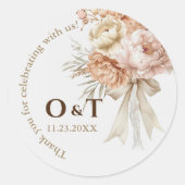 Rond Chic Boho style Mariage Merci Favor Sticker (Devant)