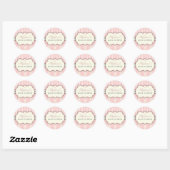Rond Chic Damask & Stripe Baby shower Favoriser Sticker (Feuille)