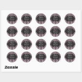 Rond Chic Damask & Stripe Wedding Favor Sticker (Feuille)