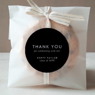 Rond Chic noir foncé Merci Graduation Favoriser Sticker