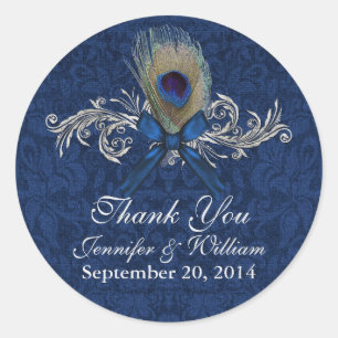 Rond Chic Peacock Feather Wedding Favor Sticker