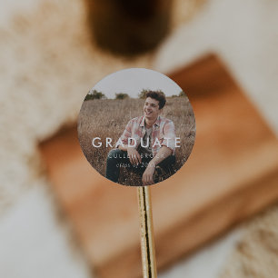 Rond Chic Typographie Graduate Photo Graduate Sticker