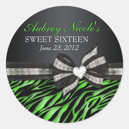 Rond Chic Zebra Sweet Seize Sticker (Devant)