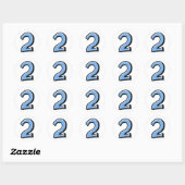 Rond Chiffre Silly 2 Sticker bleu (Feuille)