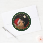 Rond Chiot d'or avec Sticker de Santa Hat (Enveloppe)