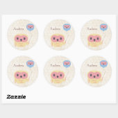 Rond Chouette mignonne avec ballons Sticker de nom pers (Feuille)