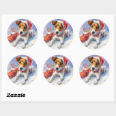 Rond  Christmas Jack Russell Round Sticker (Feuille)