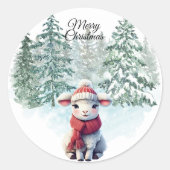 Rond Christmas Lamb Sticker (Devant)